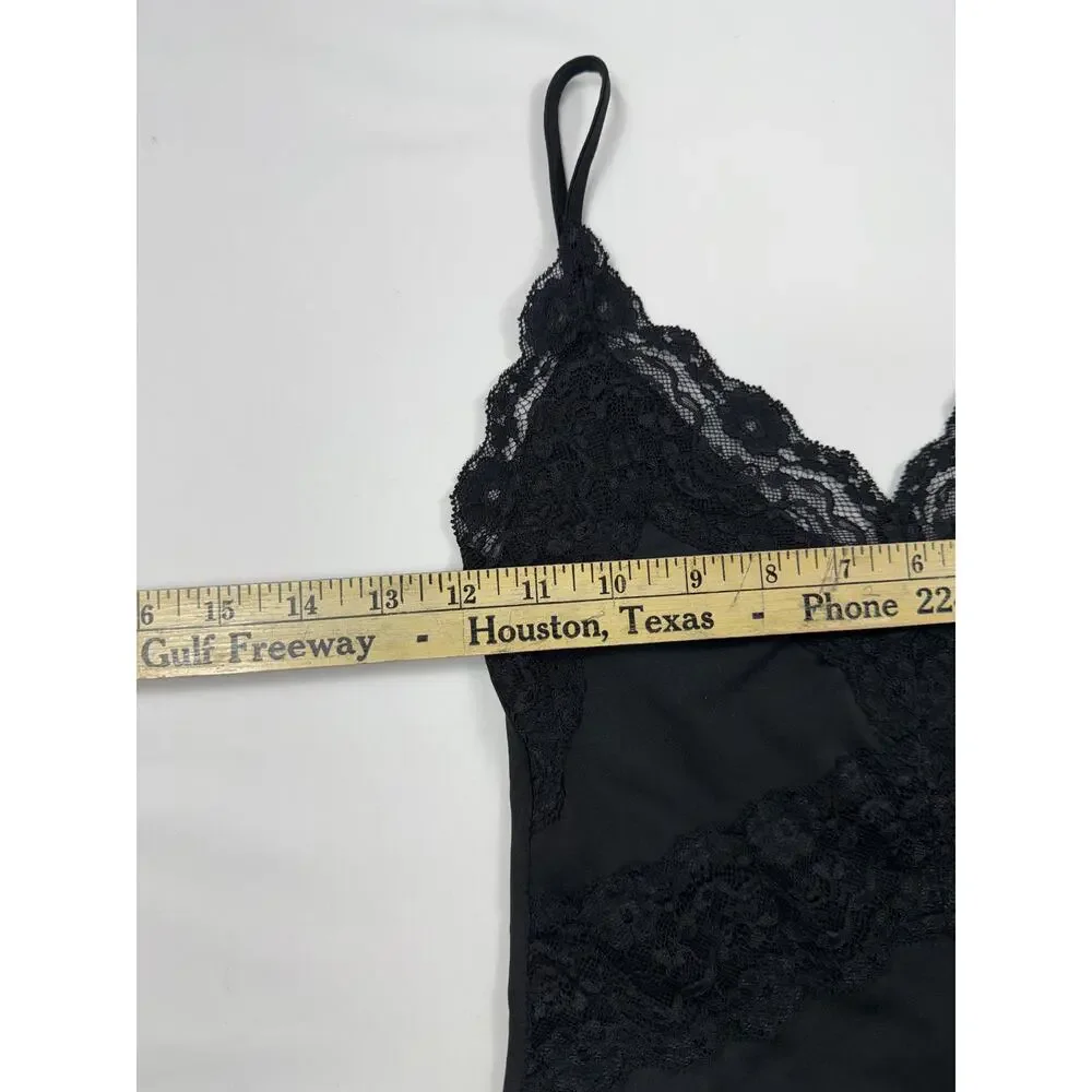 Zara Black Lace Trim Bodysuit Medium Lace Y2K